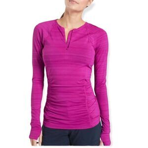 Athleta Pacifica UPF 50 Pink 1/2 Zip Long Sleeve Pullover Workout Swim Top Sz XS